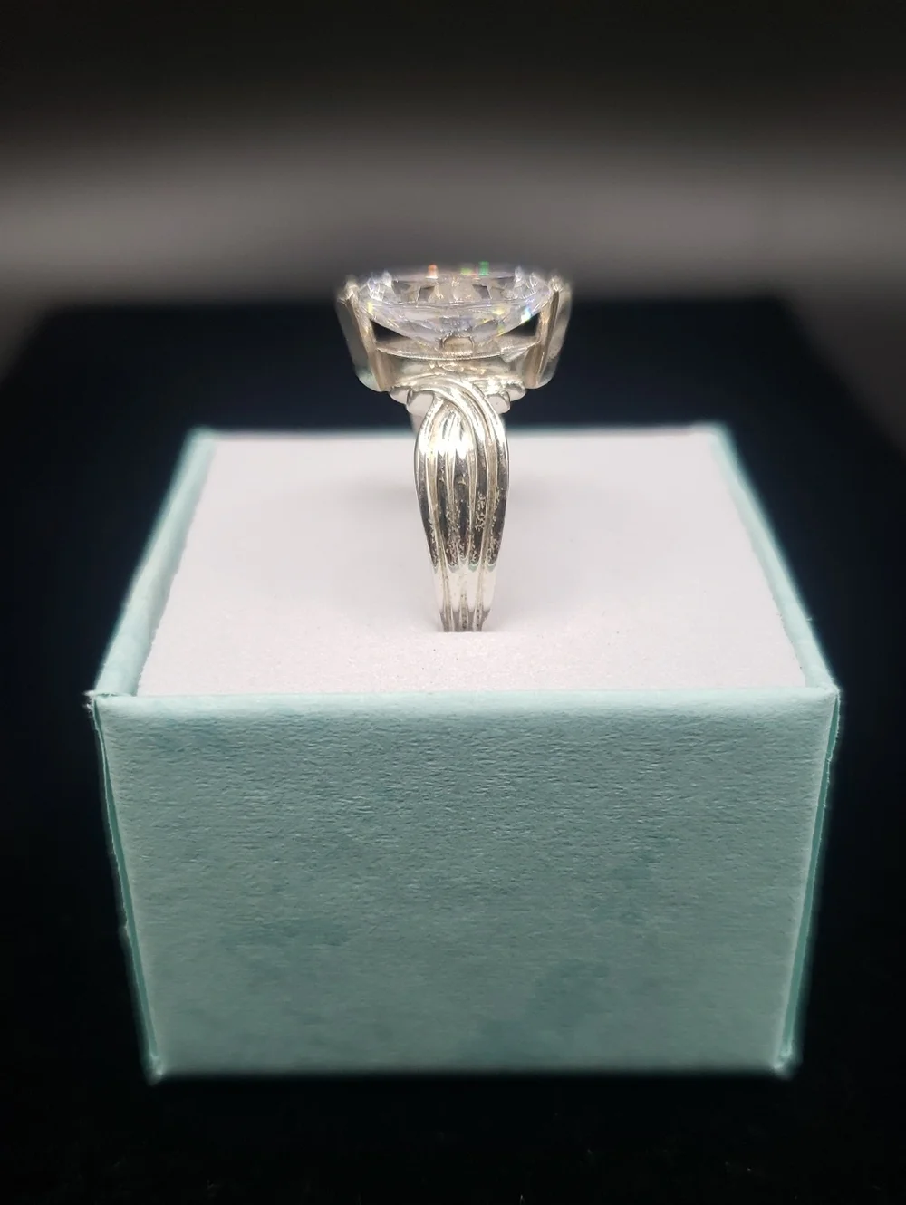 Sterling Silver Marquise Cut Diamonique Ring, Size 5 - Picture 5 of 5